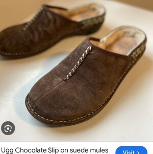 UGG Brown Suede Slip-On Mules Size 4.5.